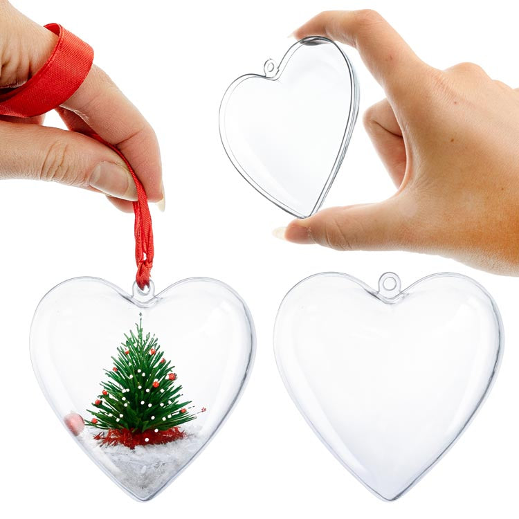 Bombki przezroczyste akrylowe Serce 5szt.
