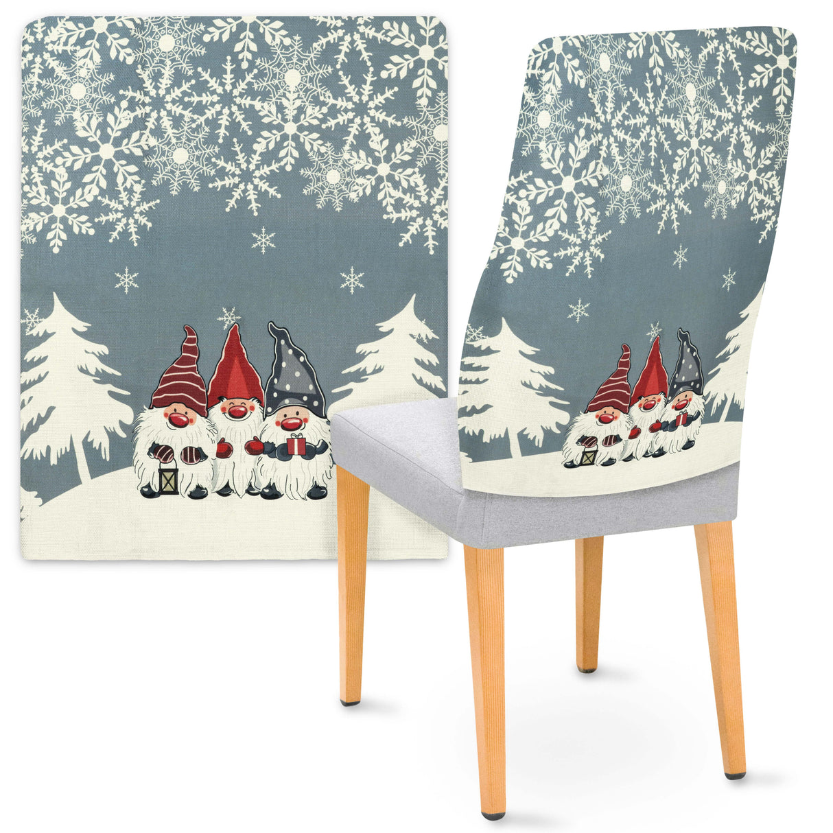 Szary pokrowiec dekoracyjny na krzesło Gnomy
