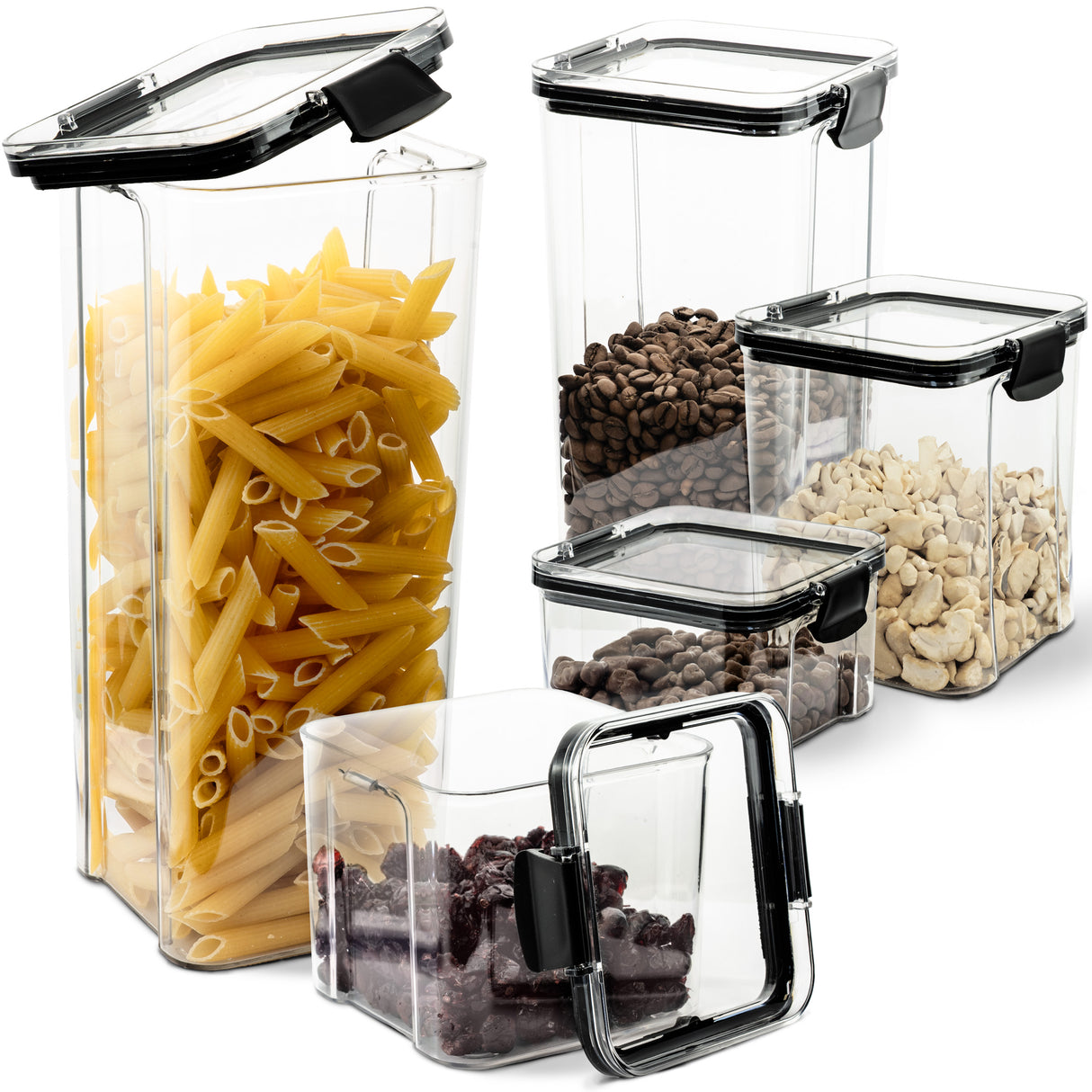 Pojemniki na Żywność Kwadratowe Plastikowe Zestaw 5 szt