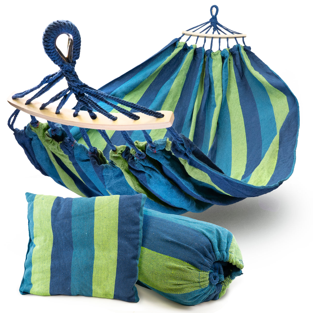 Hamak Ogrodowy XXL Niebieski + Poduszka