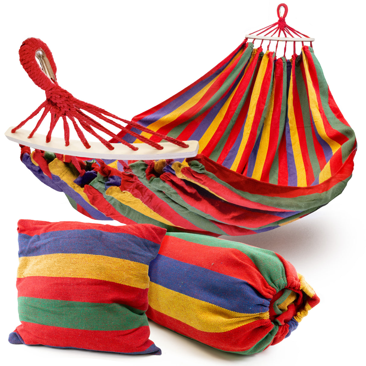 Hamak Ogrodowy XXL Czerwony + Poduszka