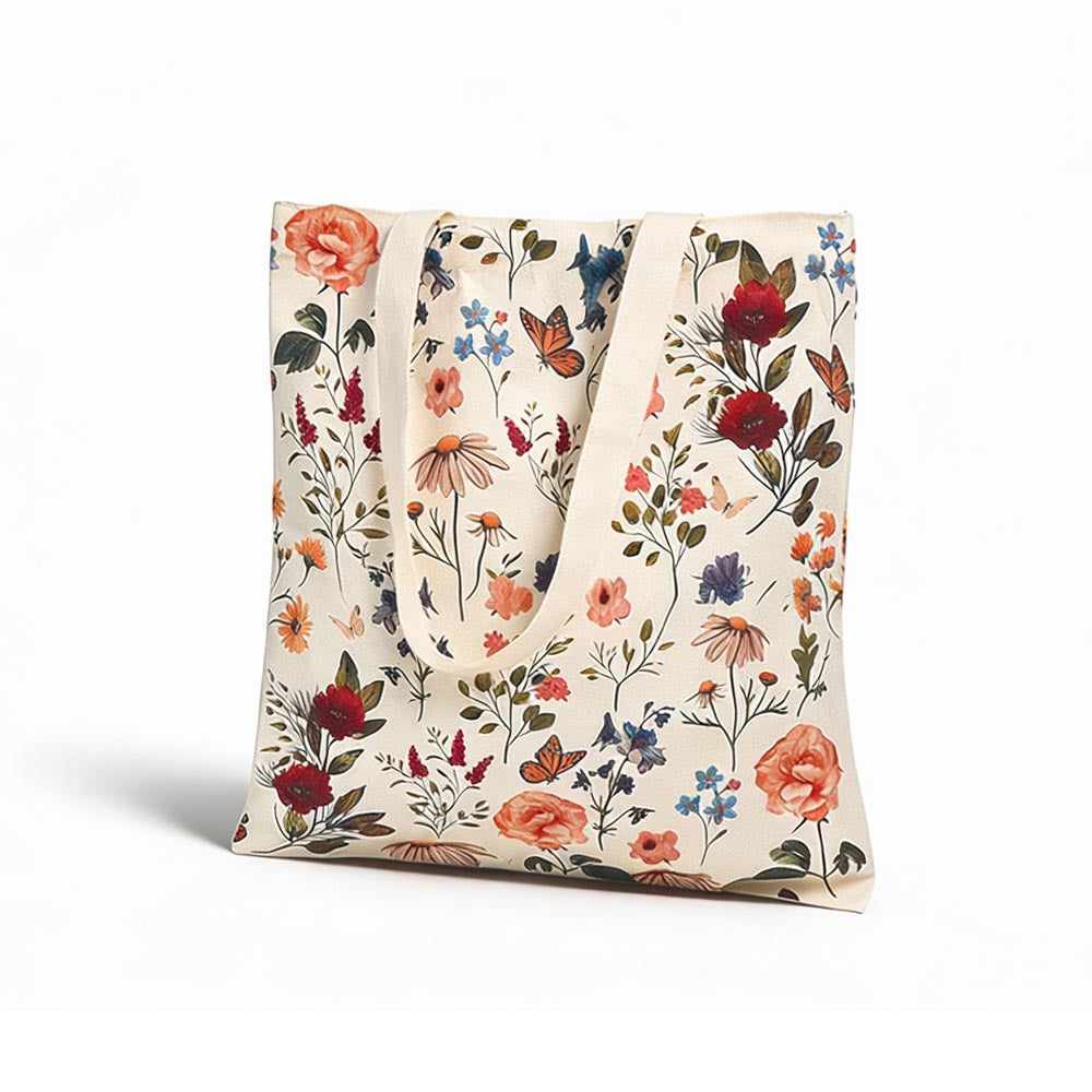 Torba bawełniana 350x380mm Ecru Kwiaty