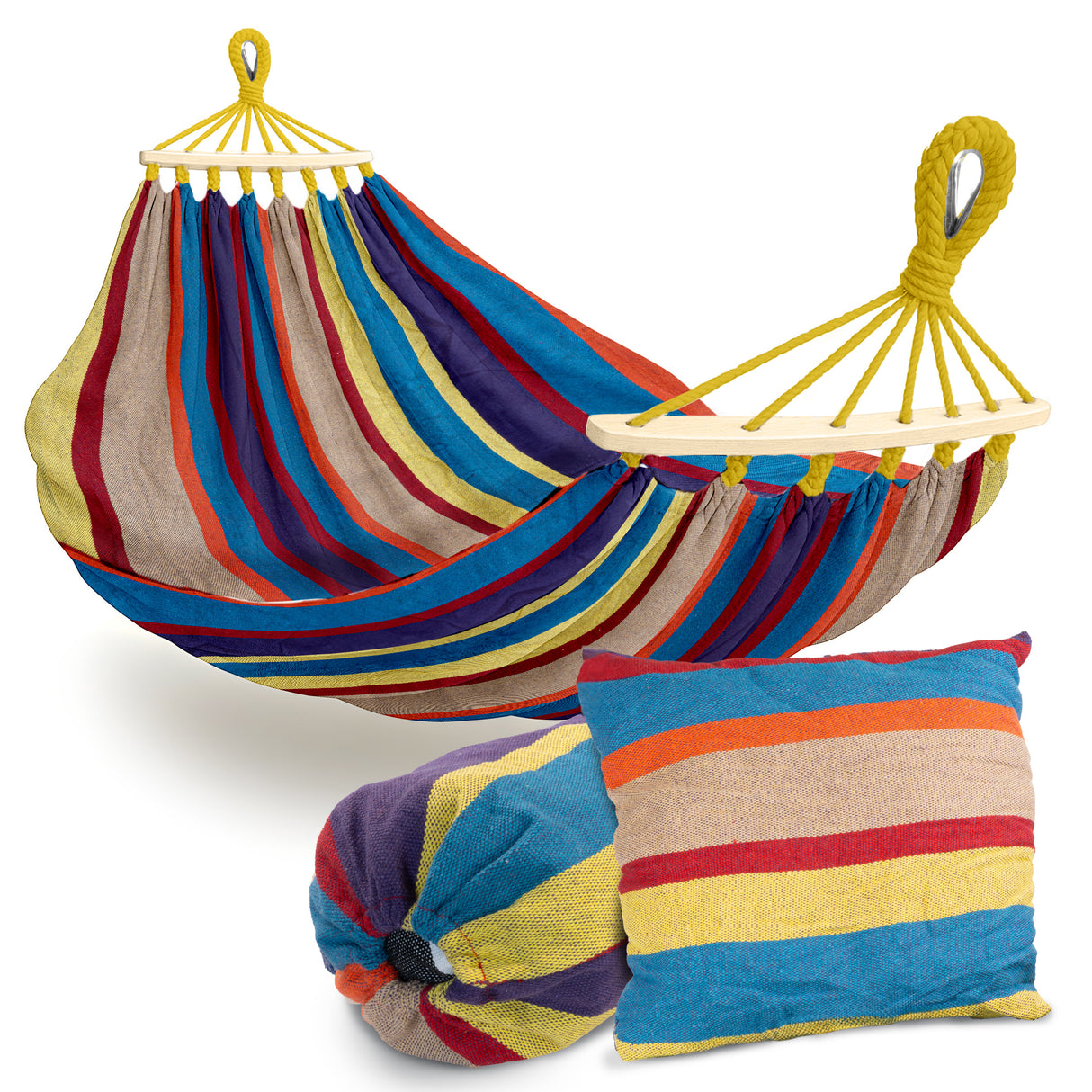 Hamak Ogrodowy XXL Wielokolorowy + Poduszka