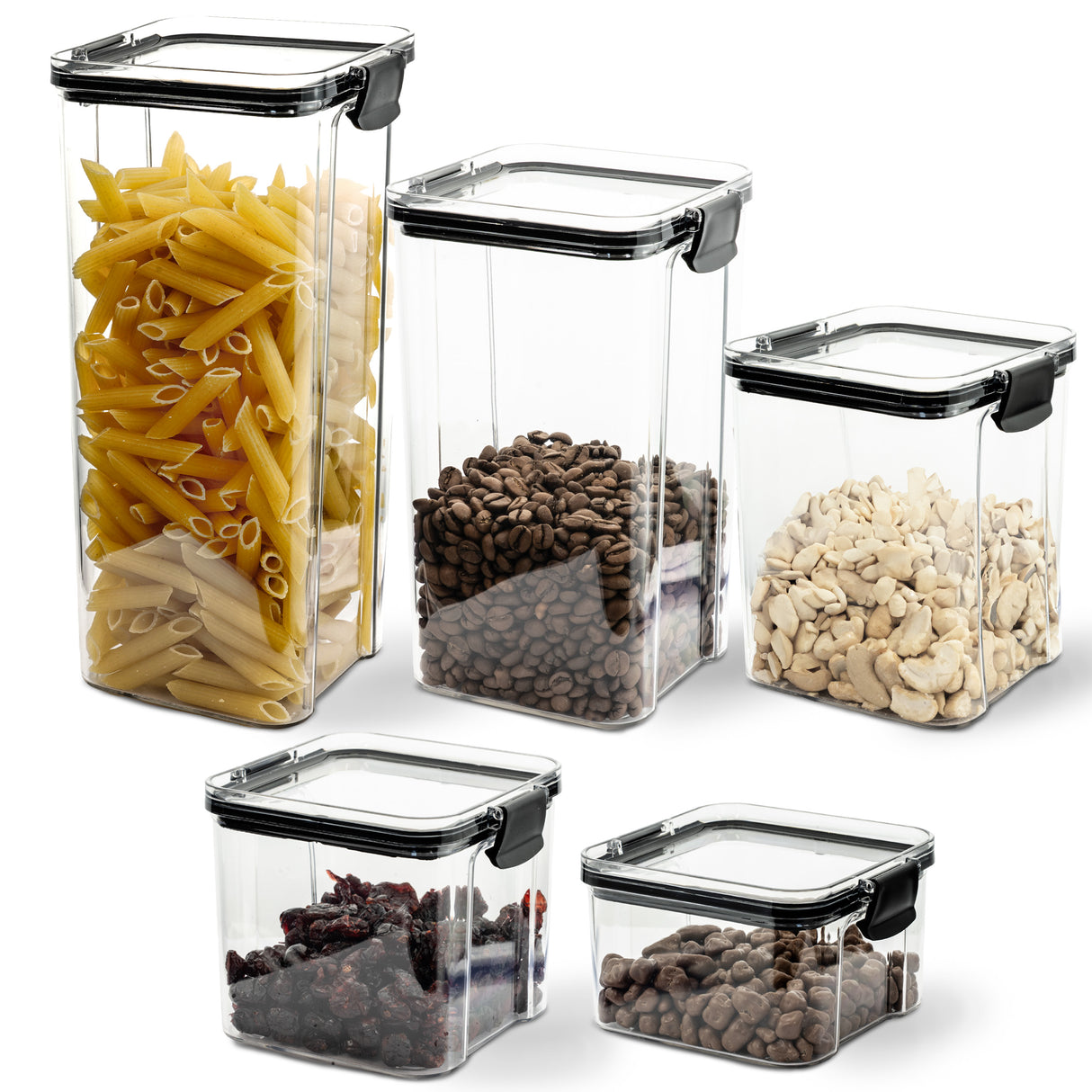 Pojemniki na Żywność Kwadratowe Plastikowe Zestaw 5 szt