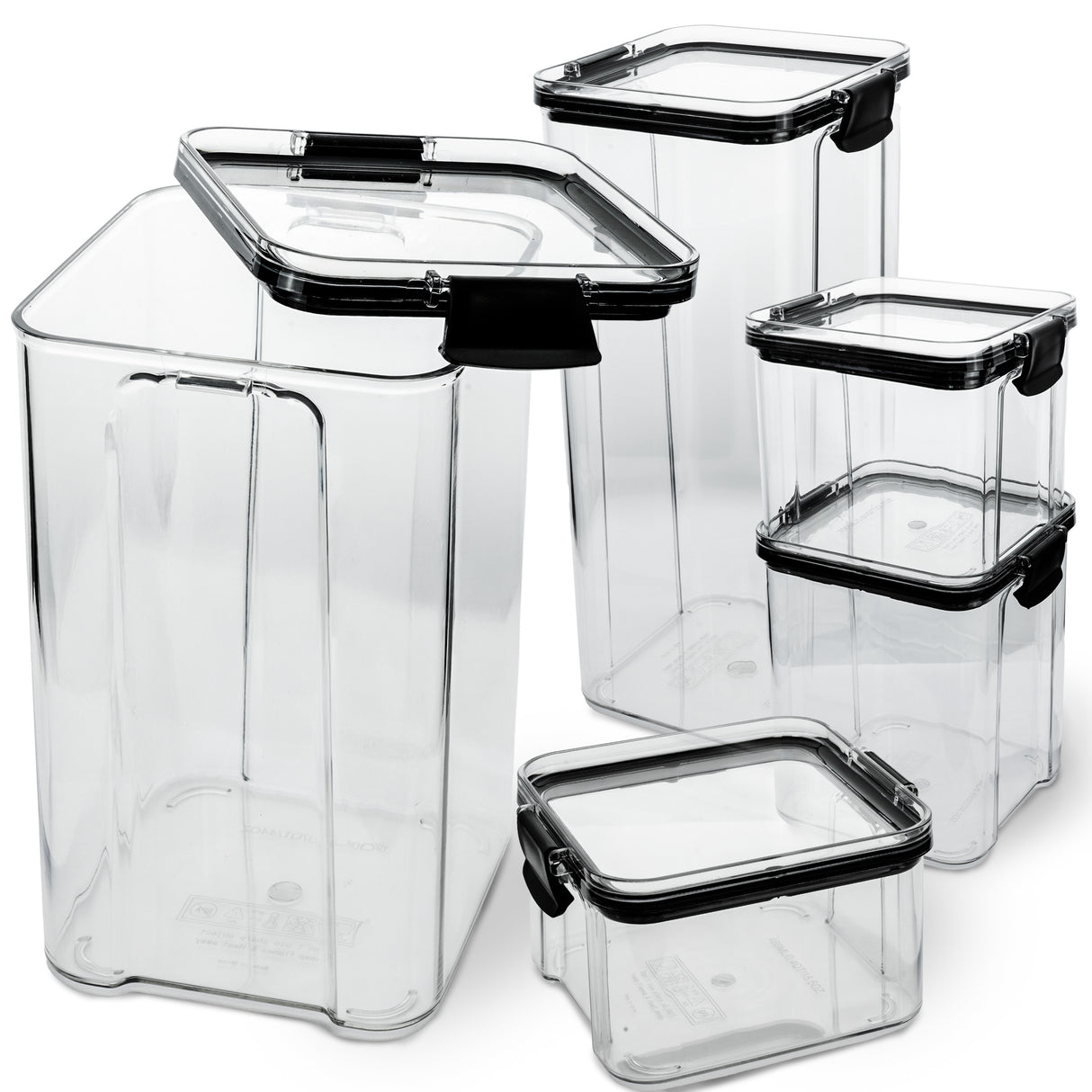 Pojemniki na Żywność Kwadratowe Plastikowe Zestaw 5 szt