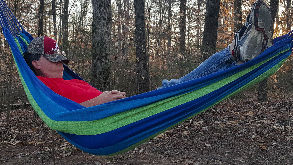 Hamak Ogrodowy XXL Niebieski + Poduszka