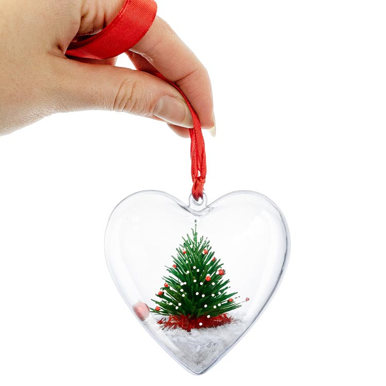 Bombki przezroczyste akrylowe Serce 5szt.