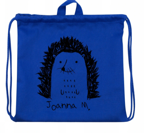 Plecak worek bawełniany z nadrukiem dla dziecka Jeż + Imię Granatowy