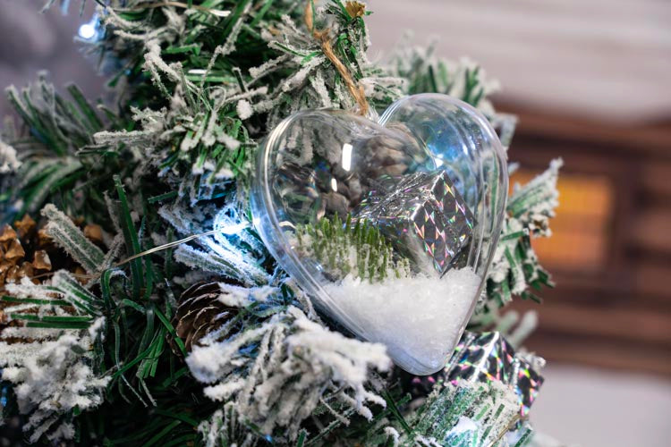 Bombki przezroczyste akrylowe Serce 5szt.