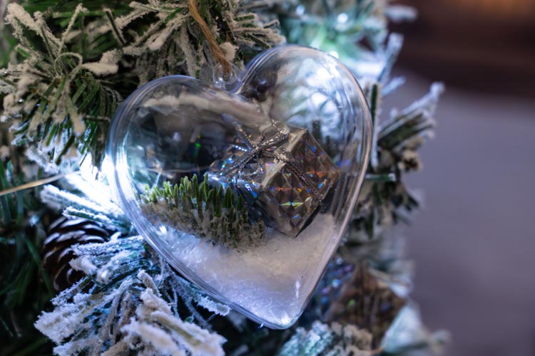 Bombki przezroczyste akrylowe Serce 5szt.