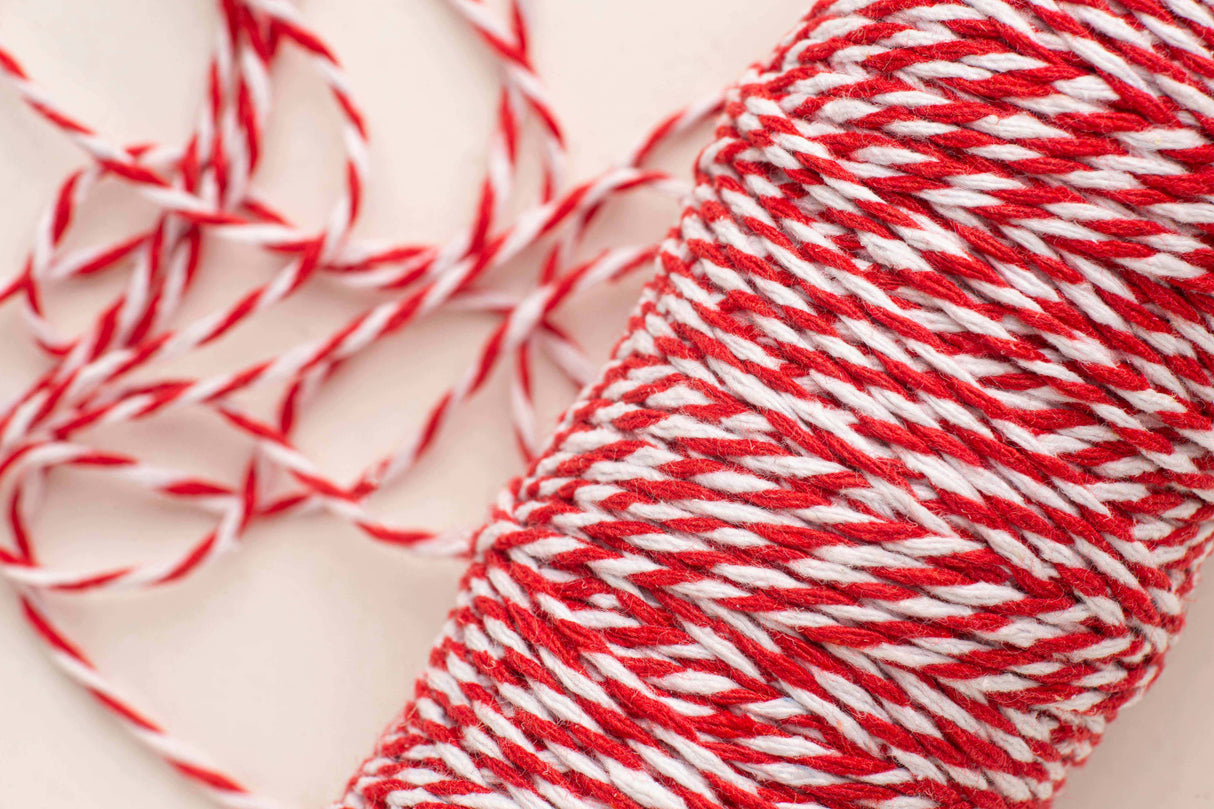 Sznurek bawełniany świąteczny Czerwono-biały