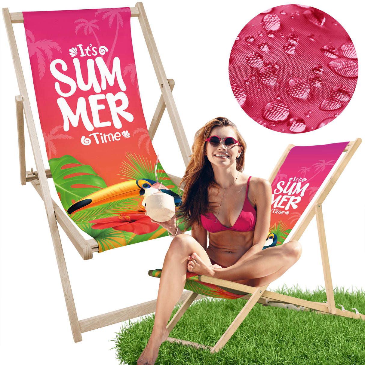 Leżak drewniany z nadrukiem SUMMER