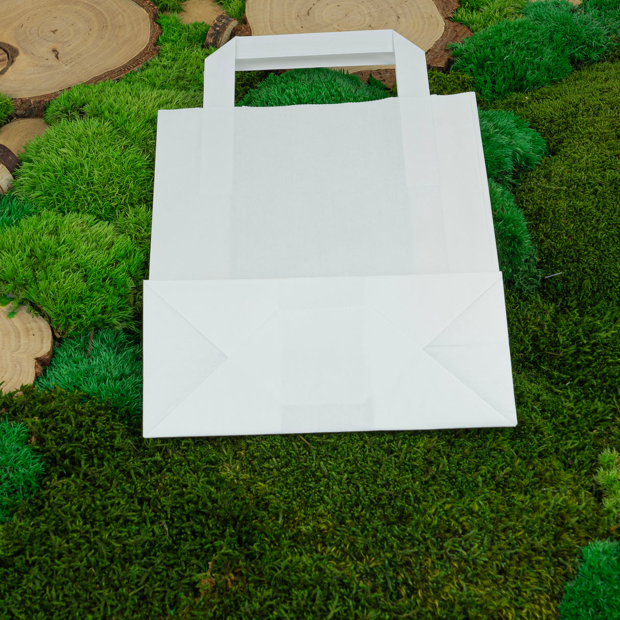 Torba papierowa z uchwytem płaskim 180x80x230mm Biała