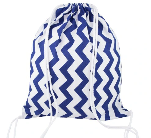 Plecak worek bawełniany Biały w niebieskie zygzaki 350x400mm
