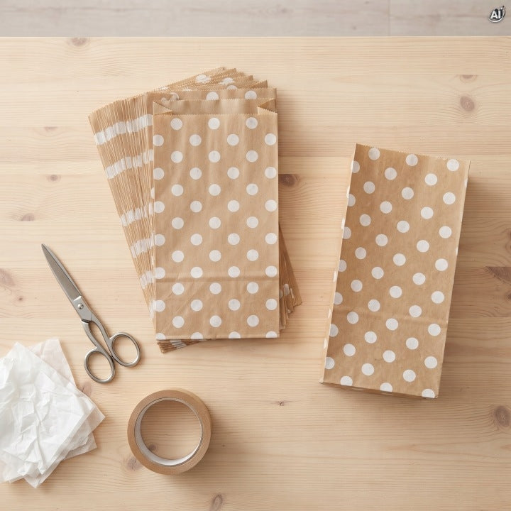 Torba Papierowa Klockowa 160 x 80 x 270mm w Kropki - Brązowa