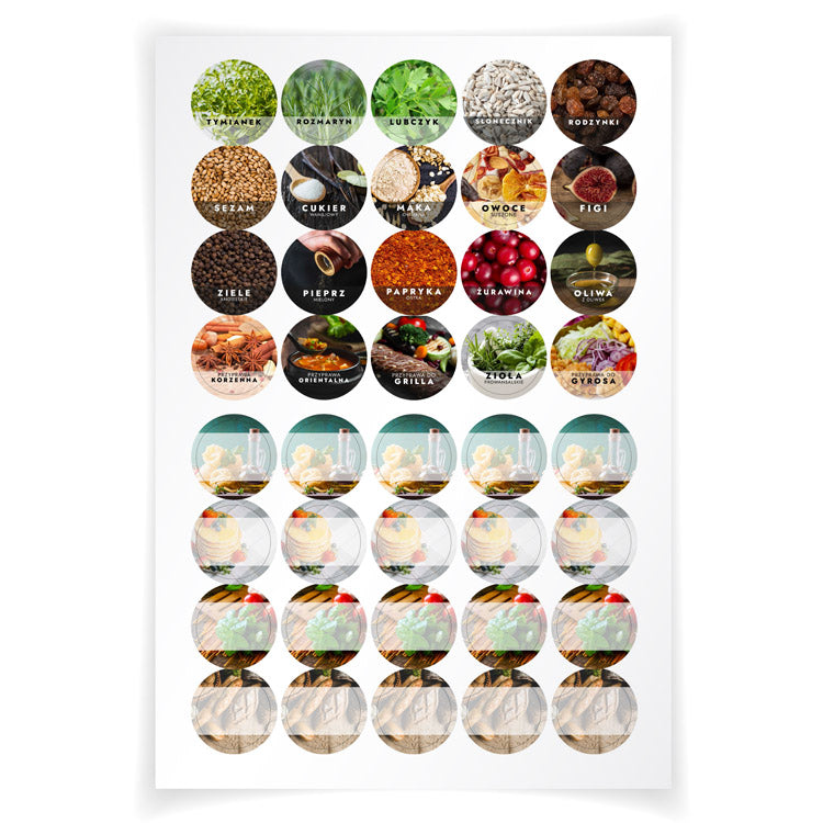 Naklejki na przyprawy KOLOROWE 160szt.