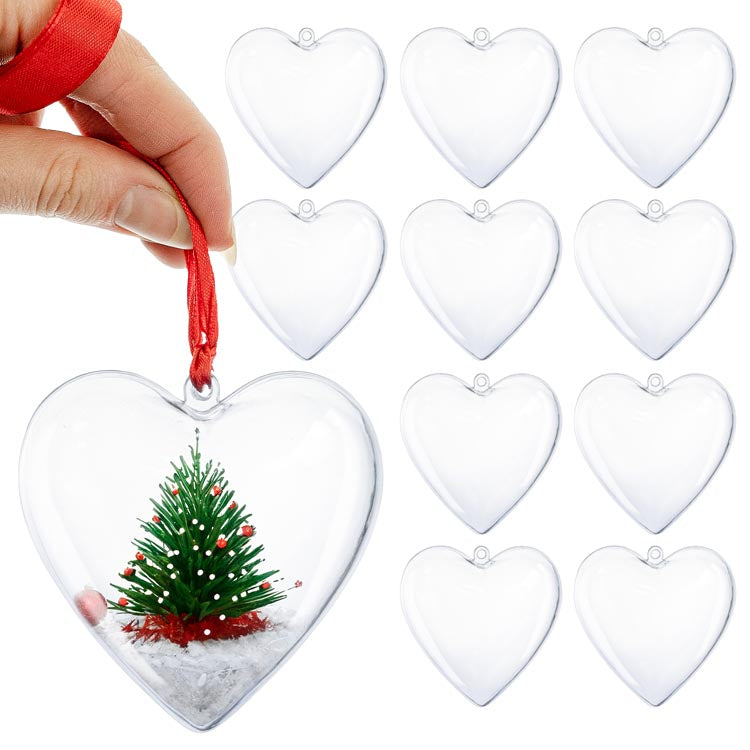 Bombki przezroczyste akrylowe Serce 5szt.