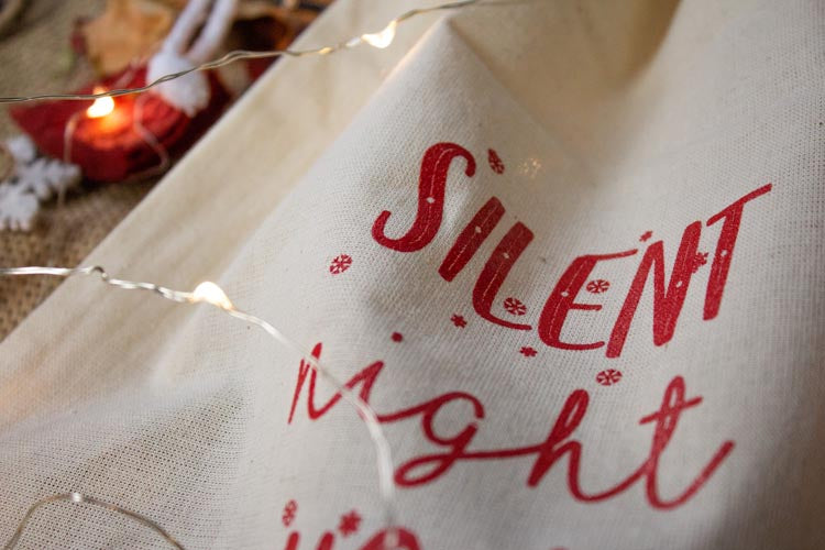 Woreczek bawełniany 32x32cm Ecru Silent Night Holy