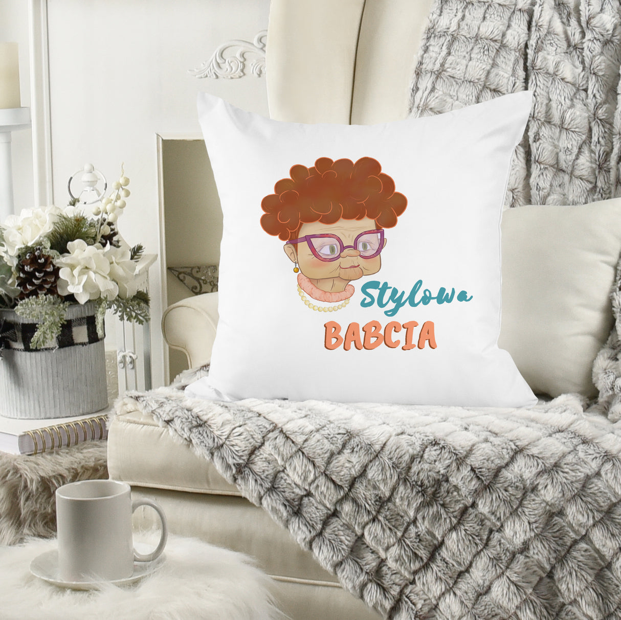 Poduszka na Dzień Babci - Stylowa babcia Prezent na Dzień Babci