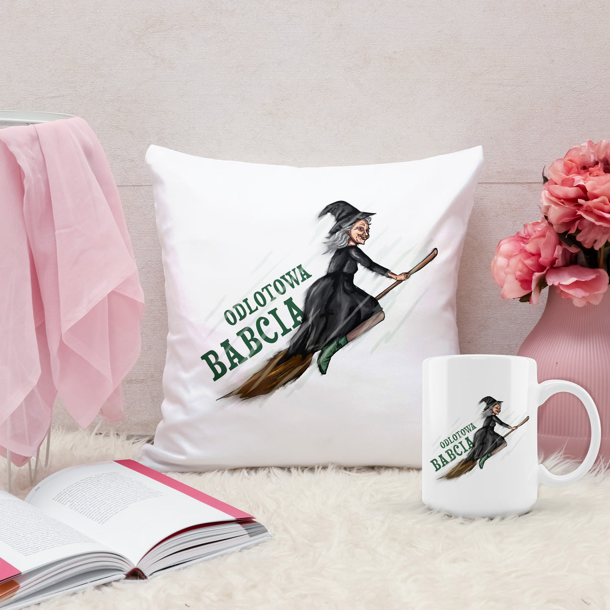 Zestaw Poduszka Kubek Odjazdowa Babcia Prezent na Dzień Babci