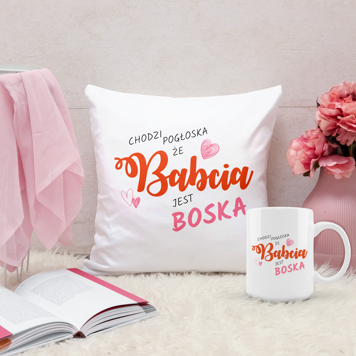 Zestaw Poduszka Kubek Babcia jest boska Prezent na Dzień Babci