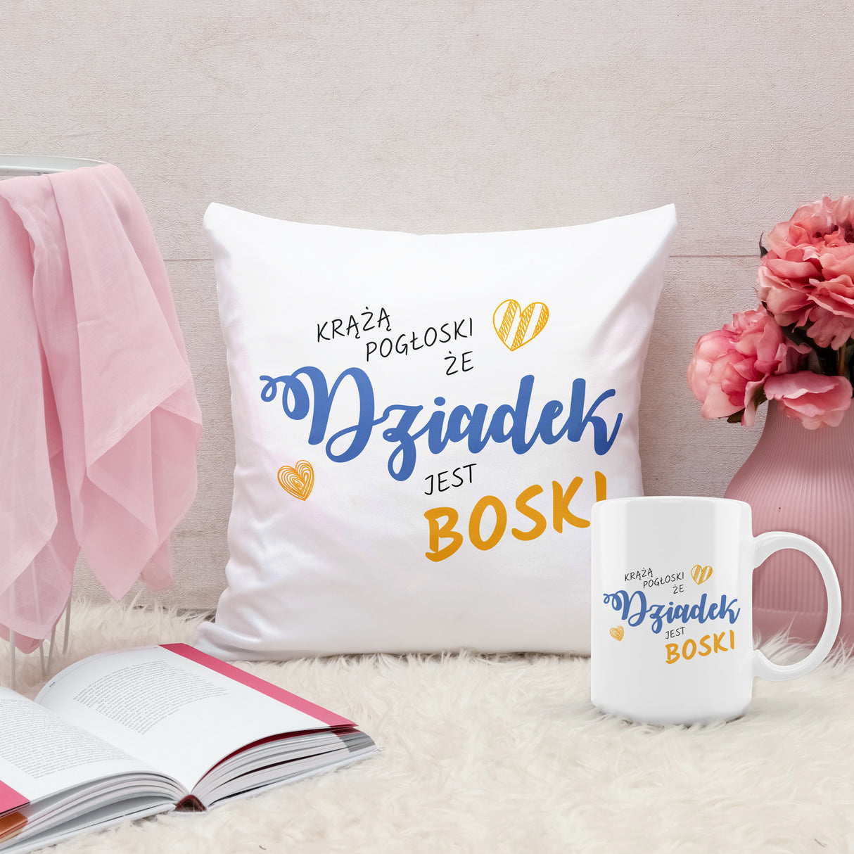 Zestaw Poduszka Kubek Dziadek jest Boski Prezent na Dzień Dziadka