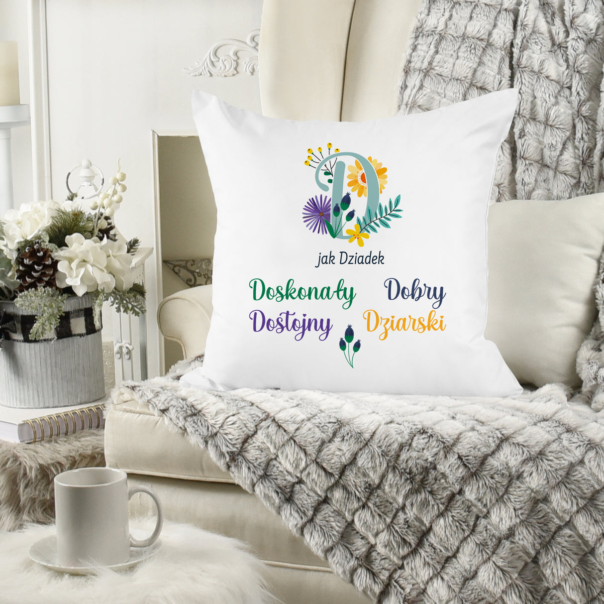 Poduszka na Dzień Dziadka - D jak Dziadek Prezent na Dzień Dziadka