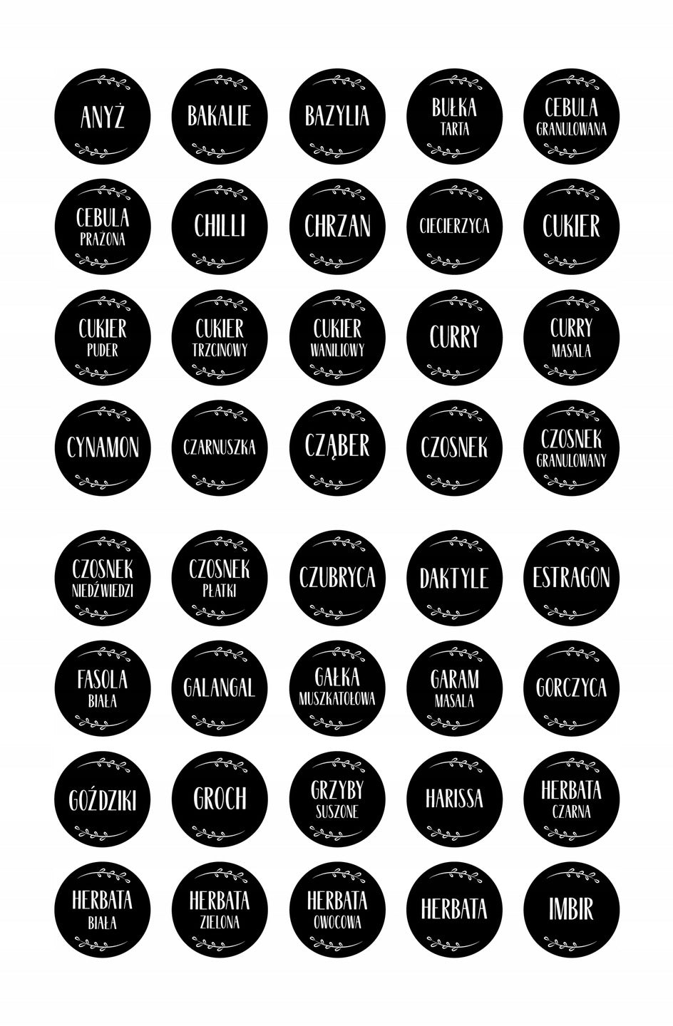 Naklejki na przyprawy 200szt.