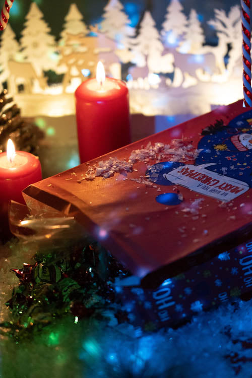 Torba papierowa świąteczna 160x80x270mm Mikołaj i Bałwan