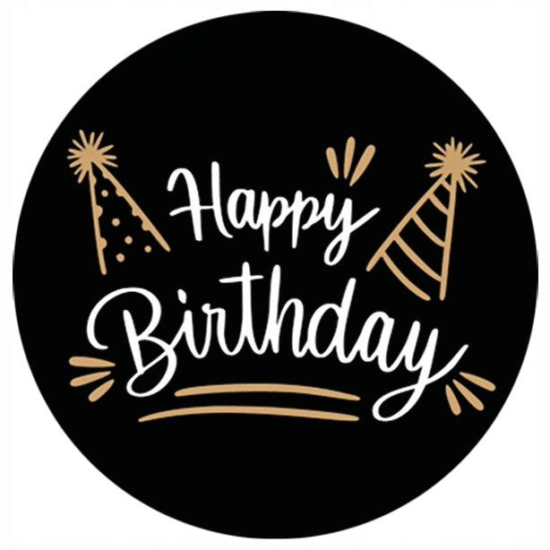Naklejki HAPPY BIRTHDAY czarna ozdobna 10szt.