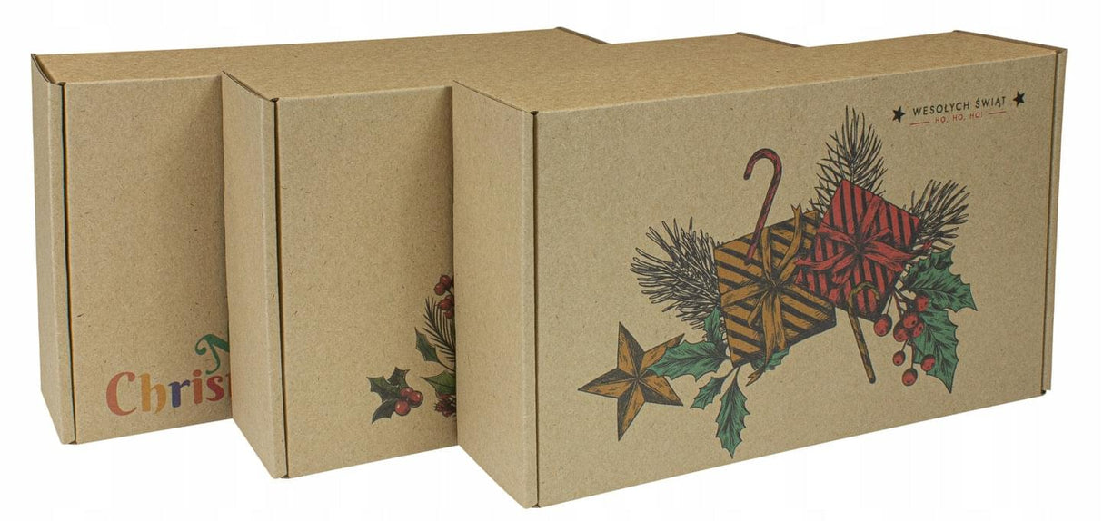 Kartony świąteczne prezentowe ZESTAW 3szt. PREZENTY