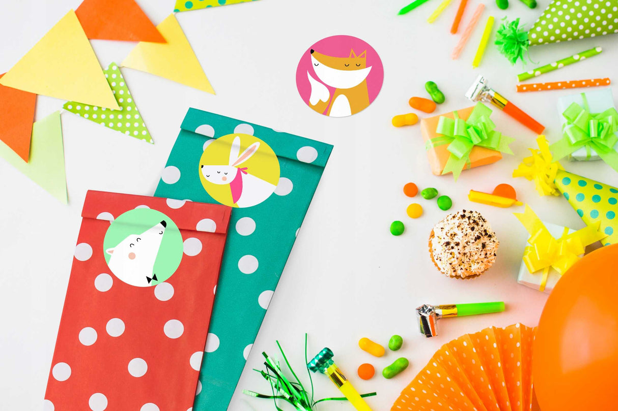 Torebki papierowe na cukierki 10x7x28 (6szt.) Zwierzątka