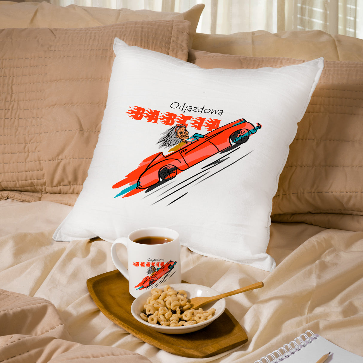 Zestaw Poduszka Kubek - Odjazdowa Babcia Prezent na Dzień Babci