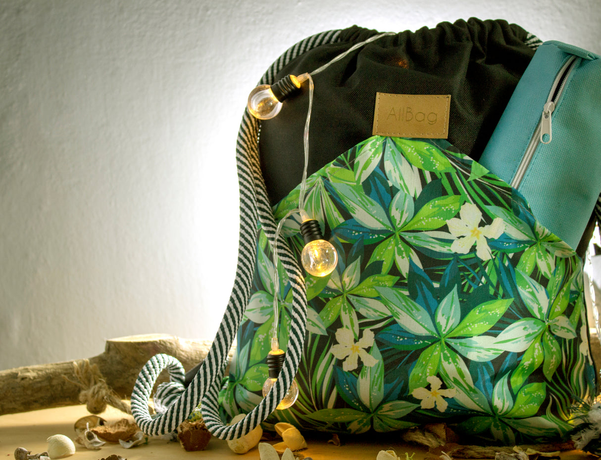 Plecak worek poliestrowy z nadrukiem Premium Boho Czarny + Gratis