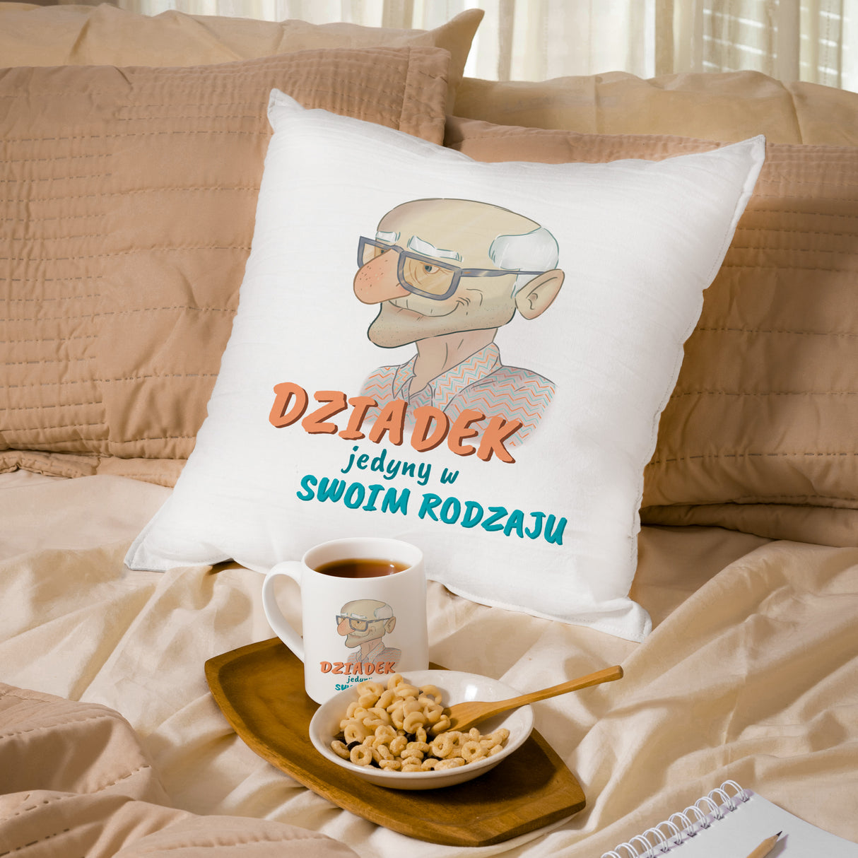 Zestaw Poduszka Kubek Dziadek jedyny w swoim rodzaju Prezent na Dzień Dziadka