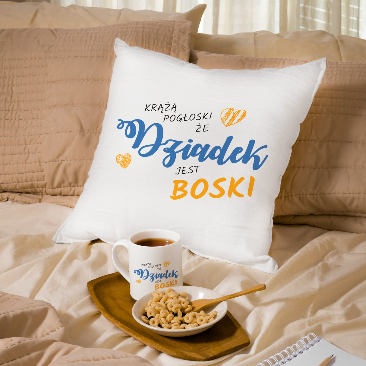 Zestaw Poduszka Kubek Dziadek jest Boski Prezent na Dzień Dziadka