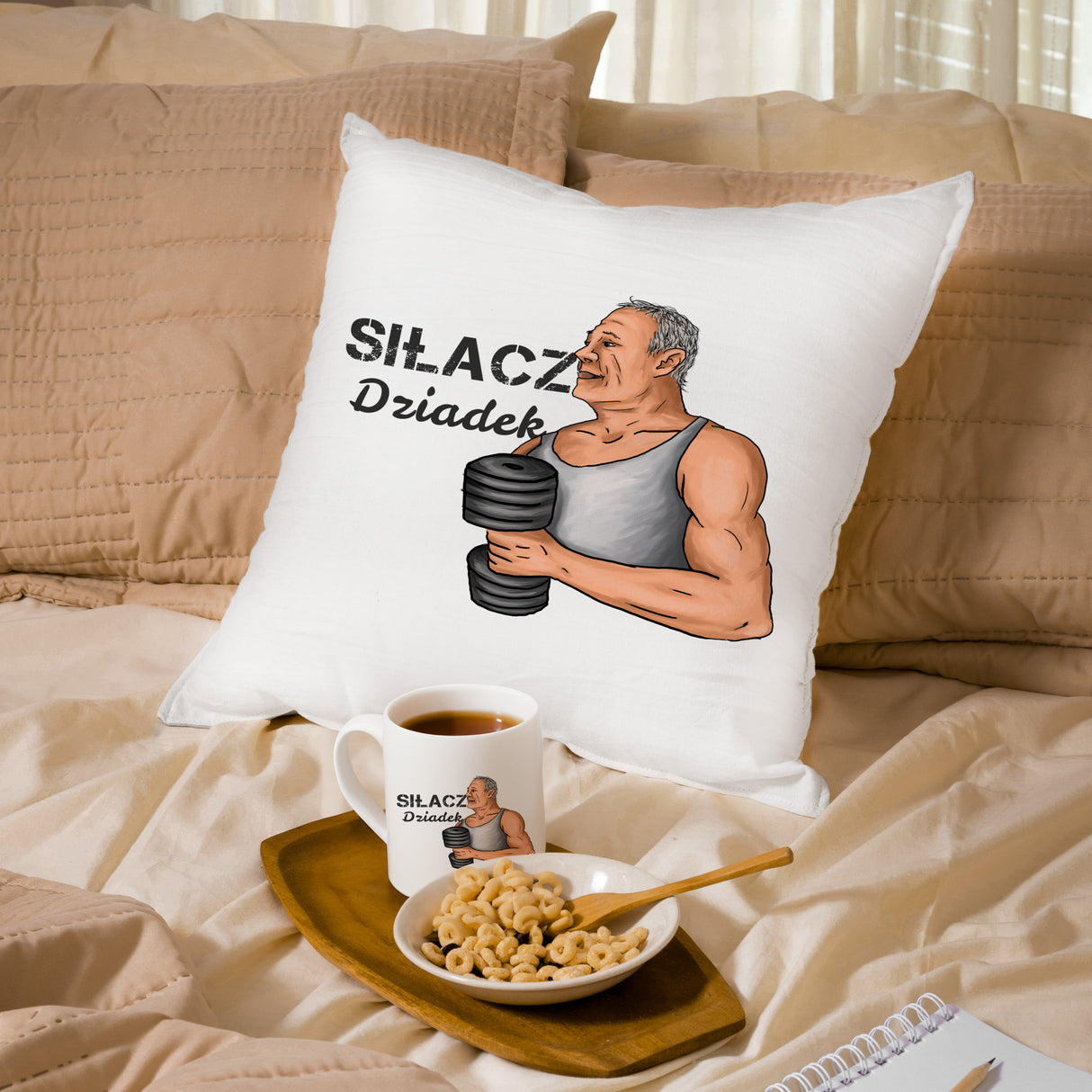 Zestaw Poduszka Kubek Dziadek Siłacz Prezent na Dzień Dziadka