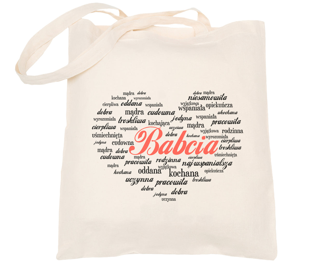 Torba Bawełniana Babcia Serce Prezent na dzień babci Ecru