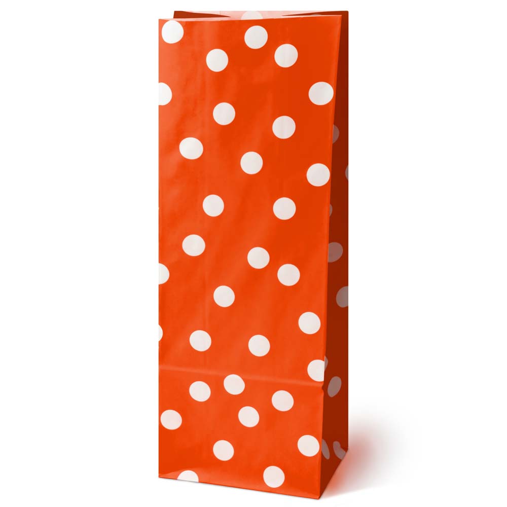 Torba papierowa klockowa 100x70x280mm w groszki Czerwona 10 szt.