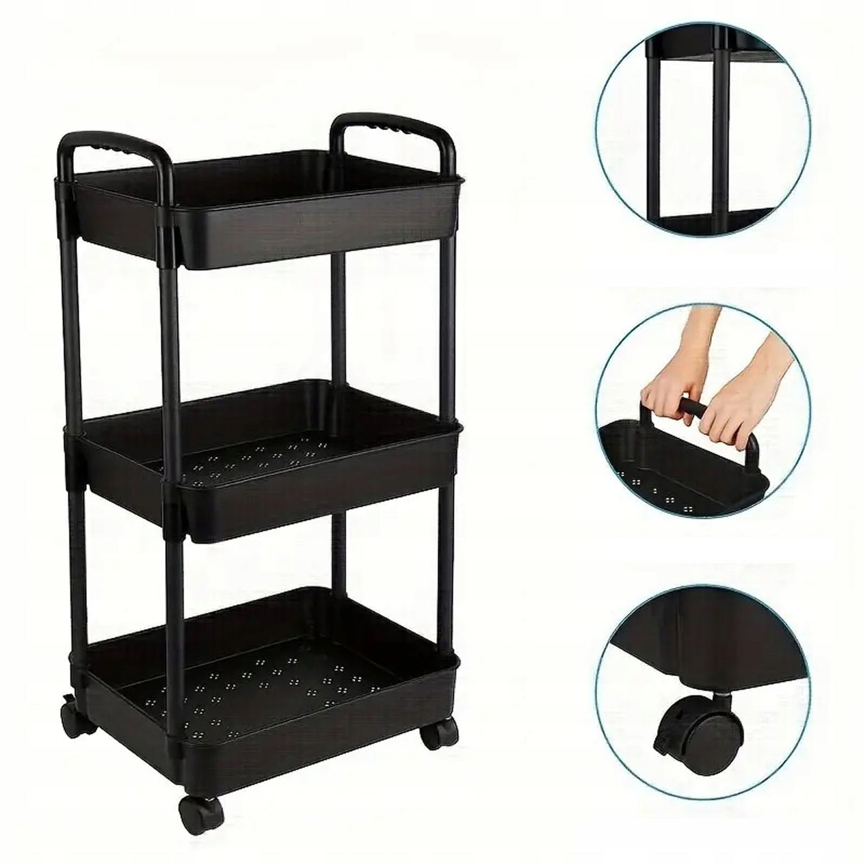 Czarna Półka, Szafka na Kółkach 4 Poziomy