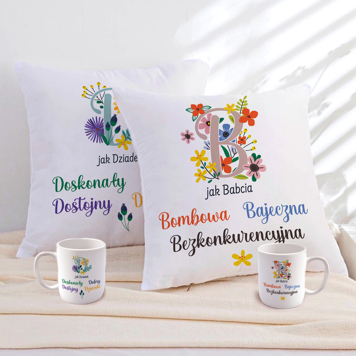 Zestaw Poduszka Kubek jak Babcia jak Dziadek Prezent na Dzień Babci i Dziadka