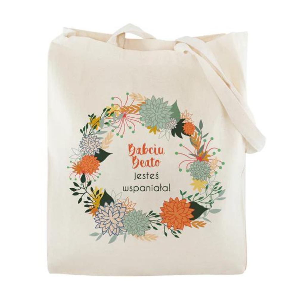 Zestaw personalizowany Torba Bawełniana,Kubek,Poduszka Babciu jesteś Wspaniała+Imię Prezent na Dzień Babci