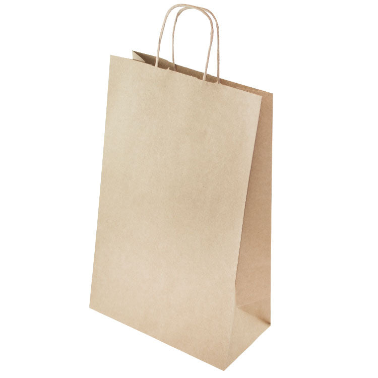 Torba papierowa 240x100x360mm z uchwytem skręcanym prążek Brązowa