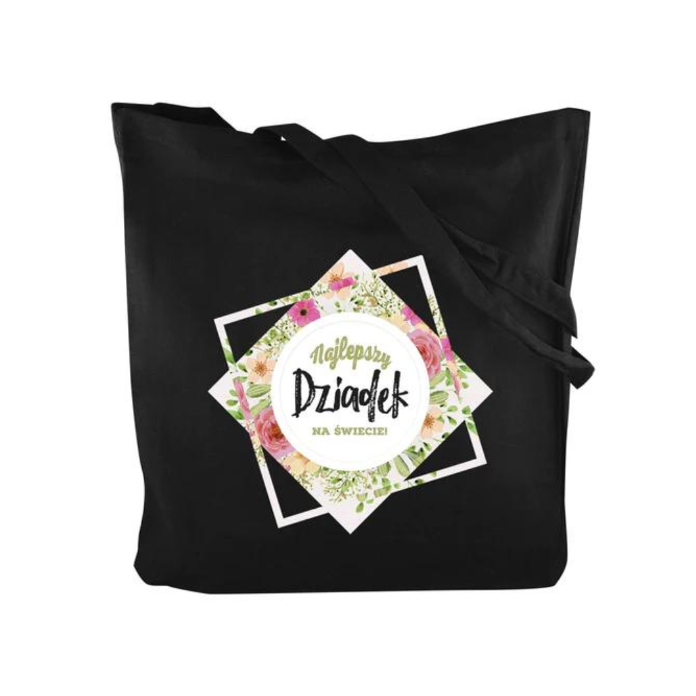 Torba Bawełniana Najlepszy Dziadek Prezent na Dzień Dziadka Czarna