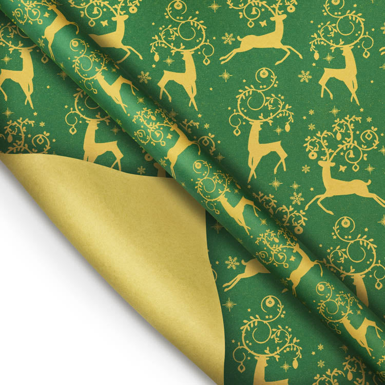 Papier prezentowy świąteczny zielony RENIFER