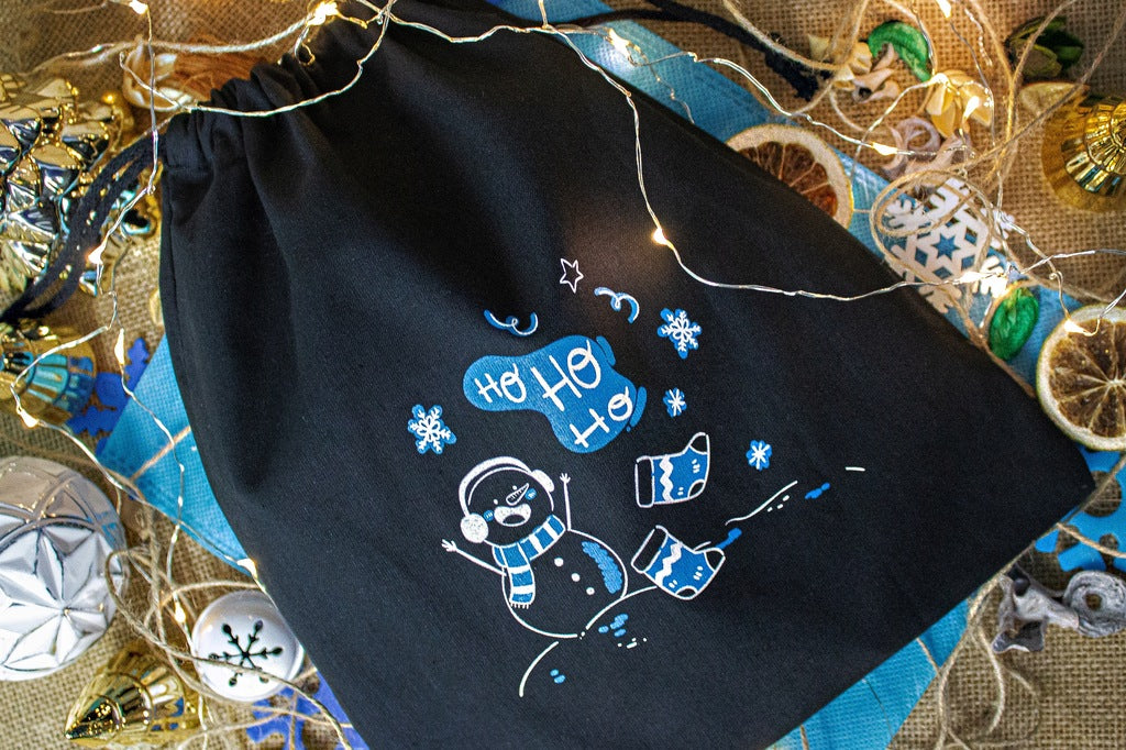 Woreczek bawełniany 25x30cm Bałwan Ho Ho