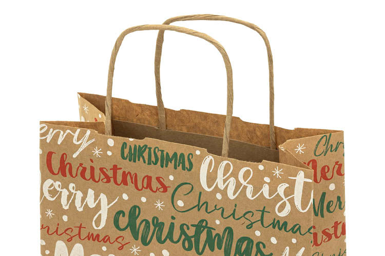 Torba papierowa świąteczna 180x80x220mm Merry Christmas