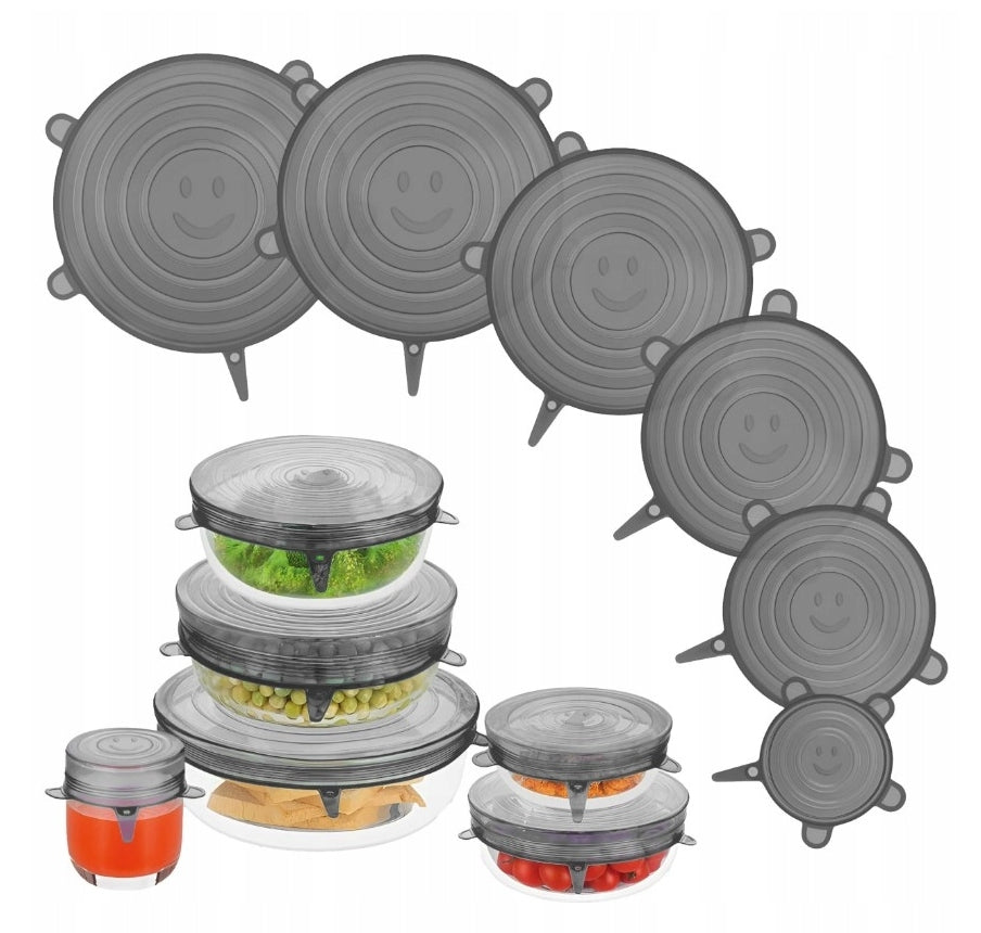 Silikonowe pokrywki UNIWERSALNE do żywności 6szt.