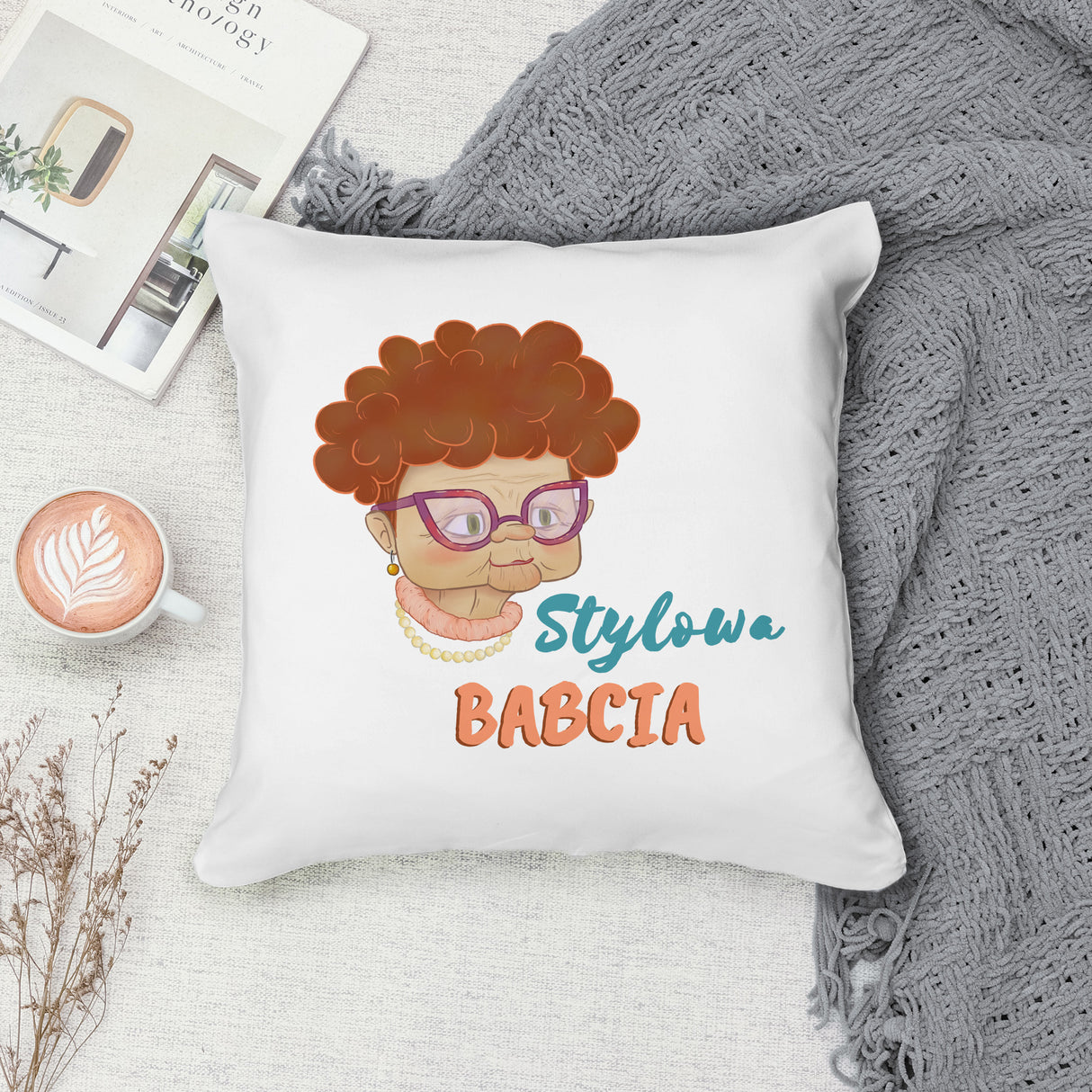 Poduszka na Dzień Babci - Stylowa babcia Prezent na Dzień Babci