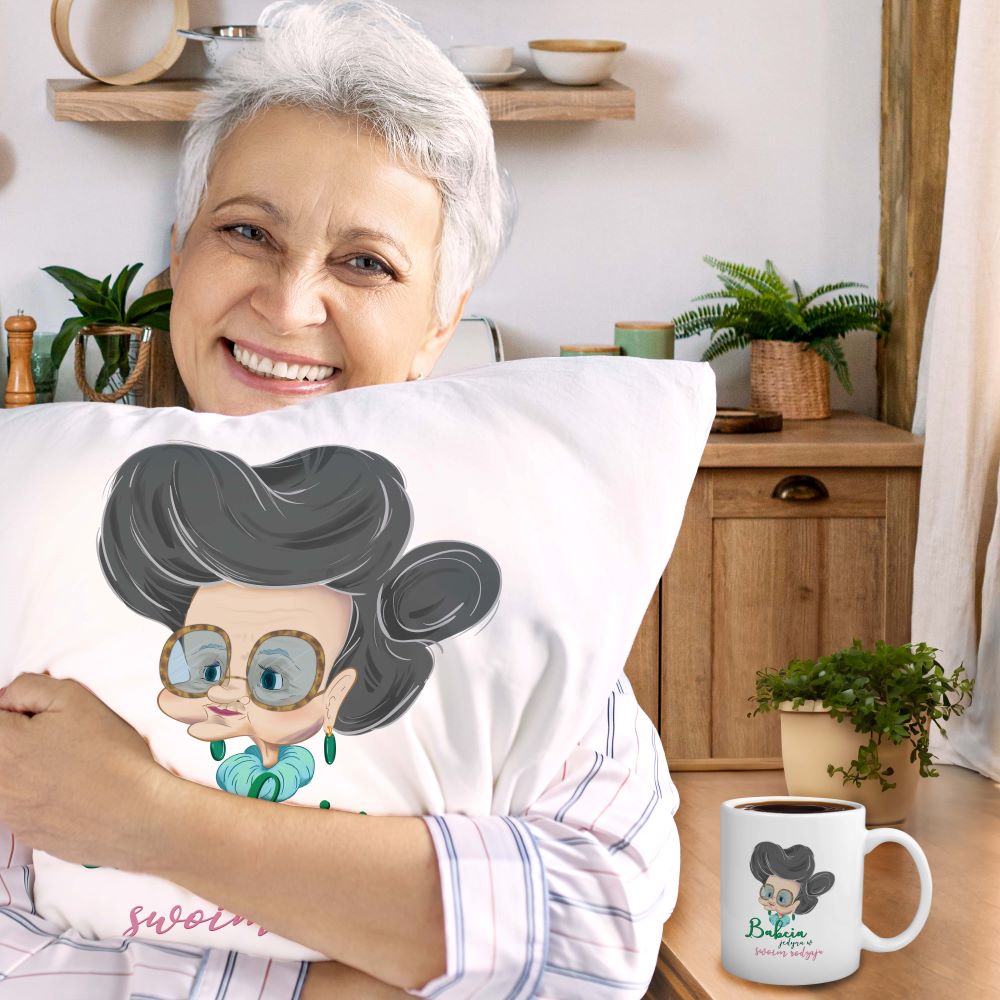 Zestaw Poduszka Kubek - Babcia jedyna w swoim rodzaju Prezent na Dzień Babci